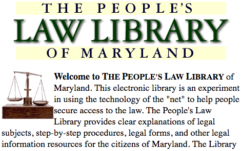 Extrait d'une capture d'écran de la première page du site People's Law, 15 avril 1997.